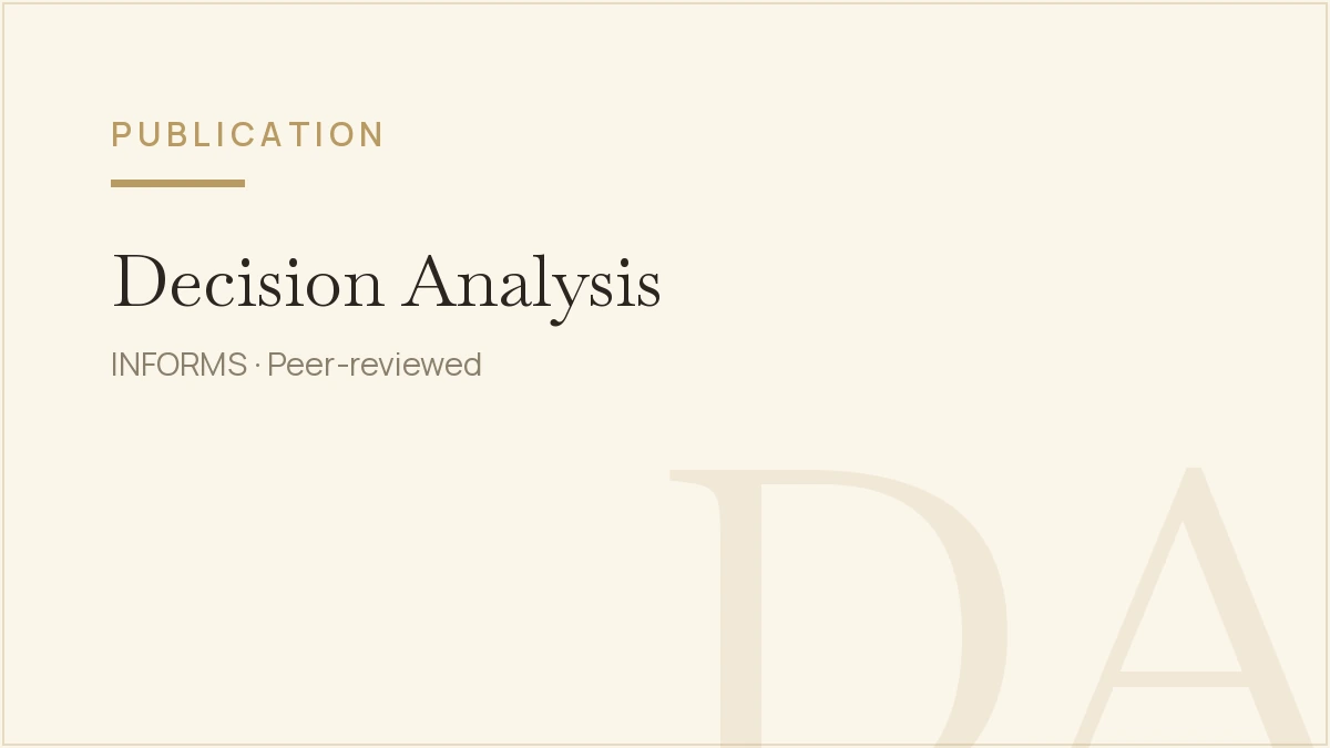 Publication on linear and nonlinear utility functions in the journal Decision Analysis