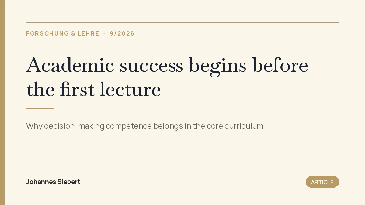 Academic success begins before the first lecture